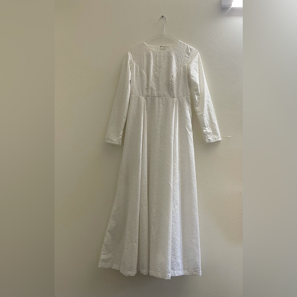 White pure Chikan Kari Anarkali Indian Pakistani designer Kameez Kurta